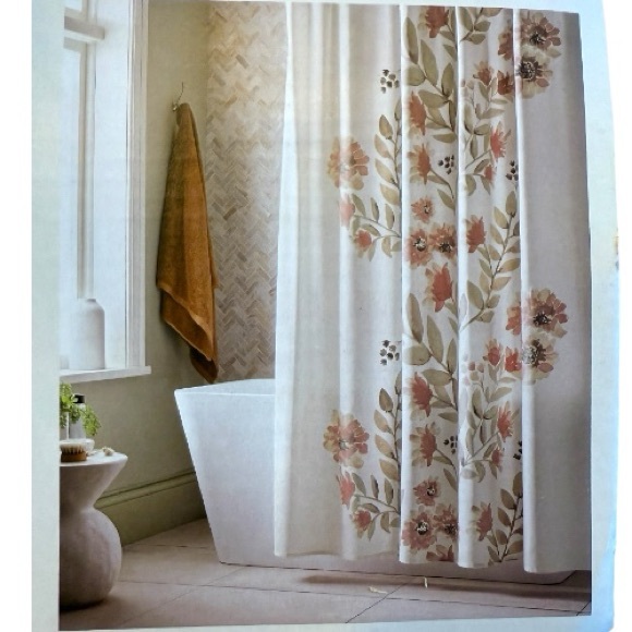 Threshold Floral Shower Curtain - Cream and Orange - Picture 1 of 3